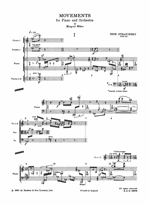 First page of Movements for Piano and Orchestra
