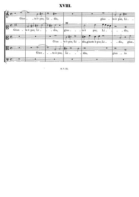 First page of Giunto è pur, Lidia