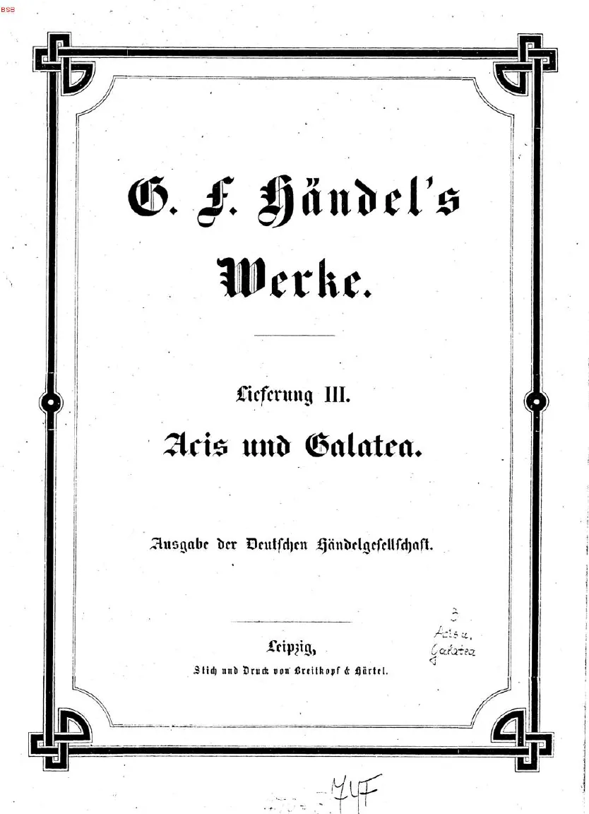 First page of Acis and Galatea