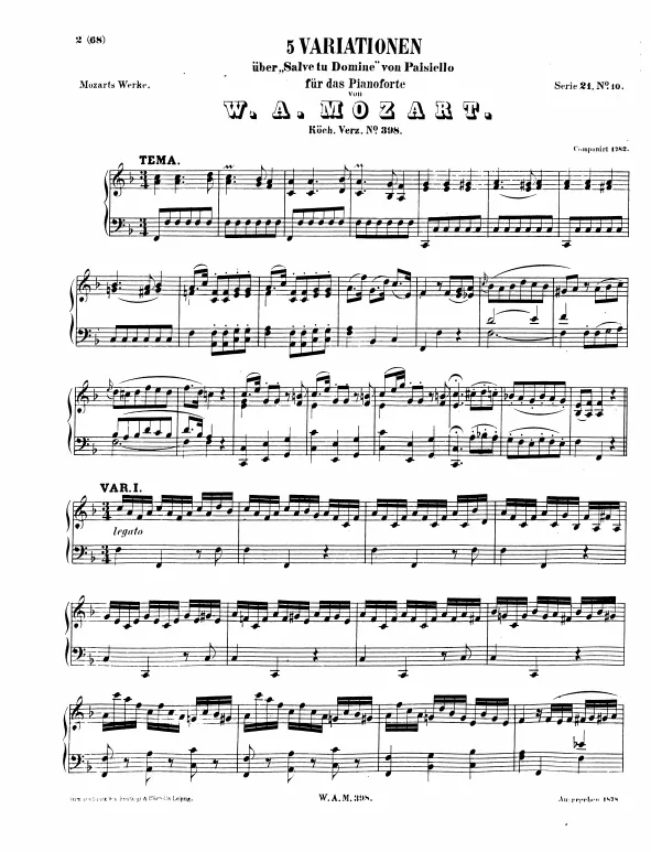 First page of 6 Variations on "Salve tu Domine"