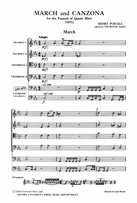 First page of Music for the Funeral of Queen Mary