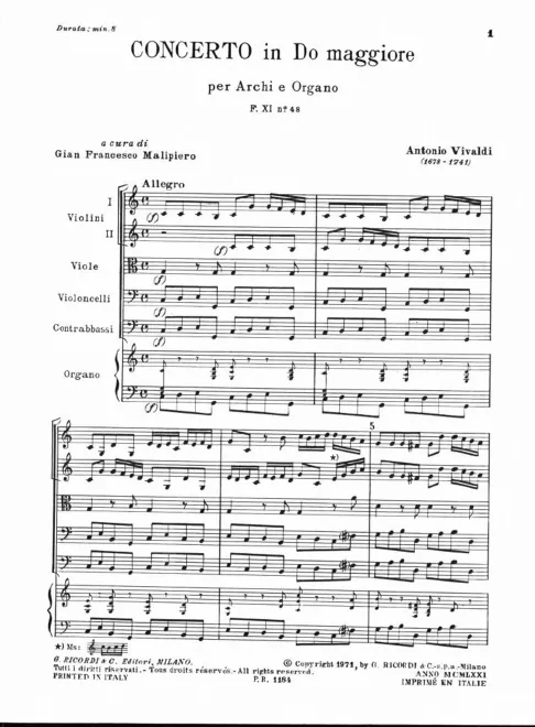 First page of Concerto for Strings in C major