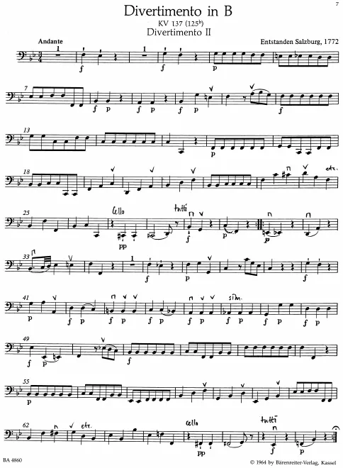 First page of Divertimento