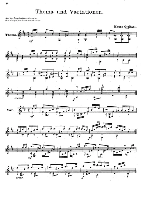 First page of Tema e variazioni