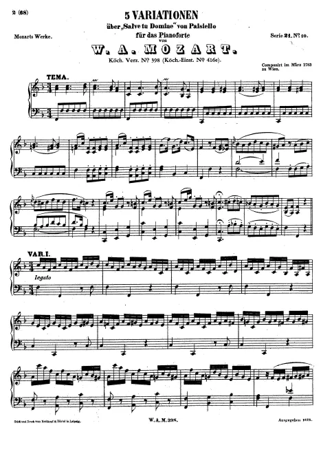 First page of 6 Variations on "Salve tu Domine"