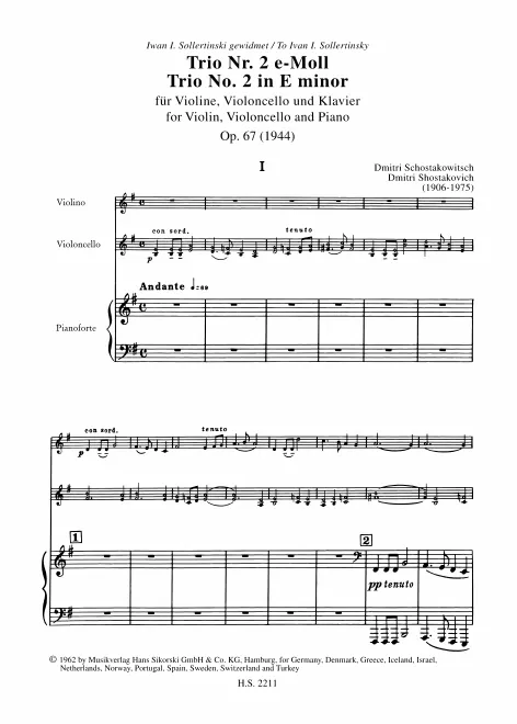 First page of Piano Trio No.2