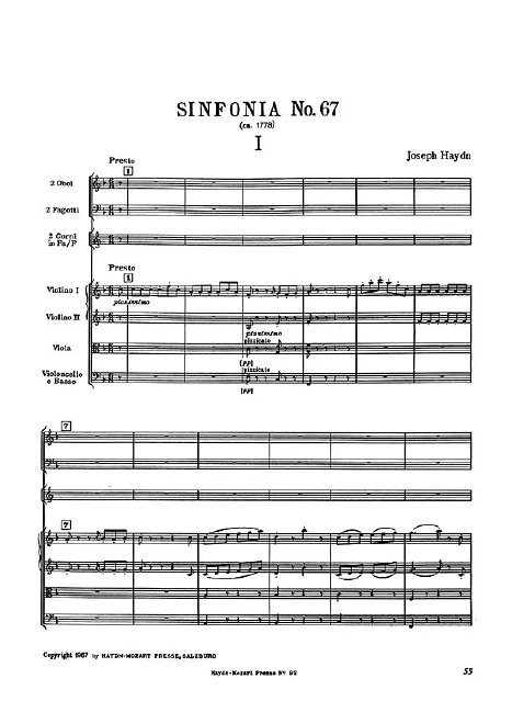 First page of Symphony No.67 in F major