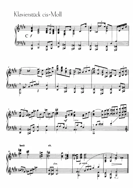 First page of Klavierstuck in C sharp minor