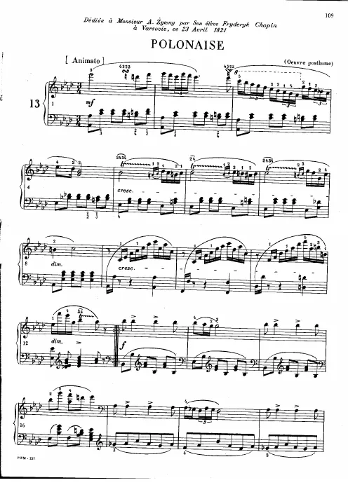First page of Polonaise in A-flat Major