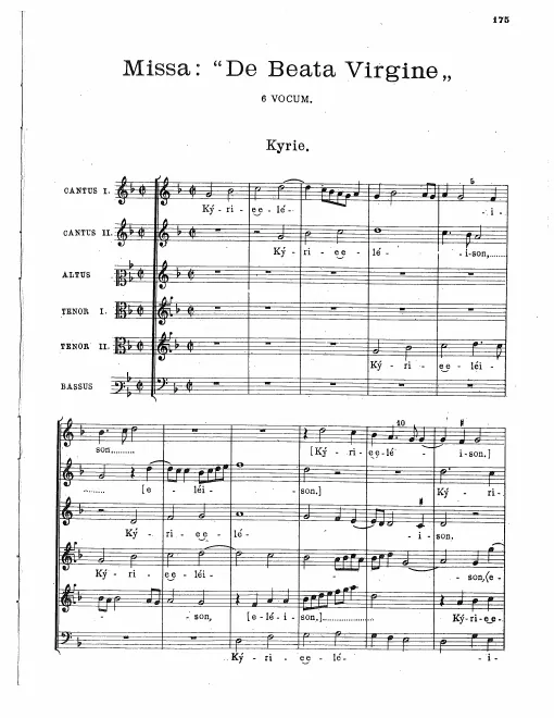 First page of Missa de Beata Virgine