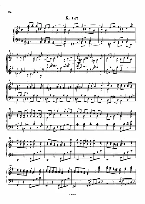 First page of Keyboard Sonata in E minor