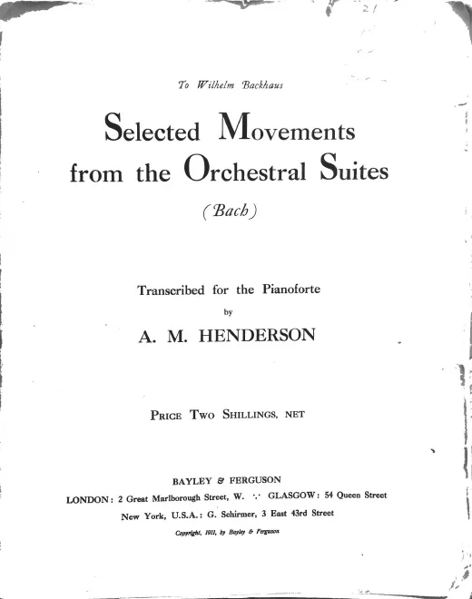 First page of Selected Movements from the Orchestral Suites