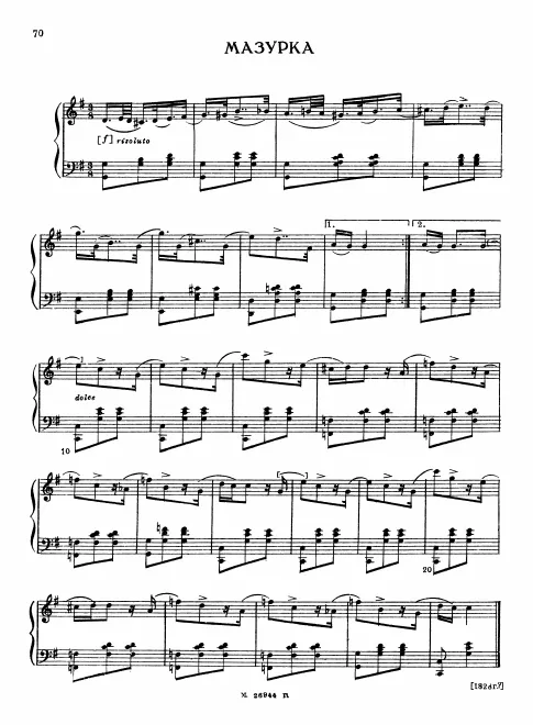 First page of Mazurka in G major (1828)