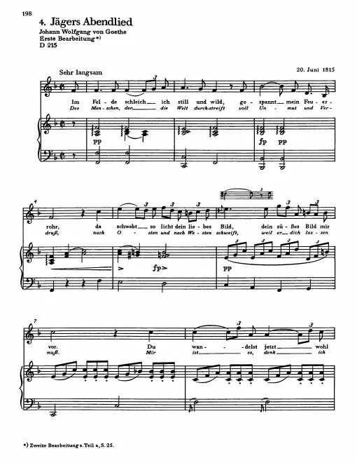 First page of Jägers Abendlied
