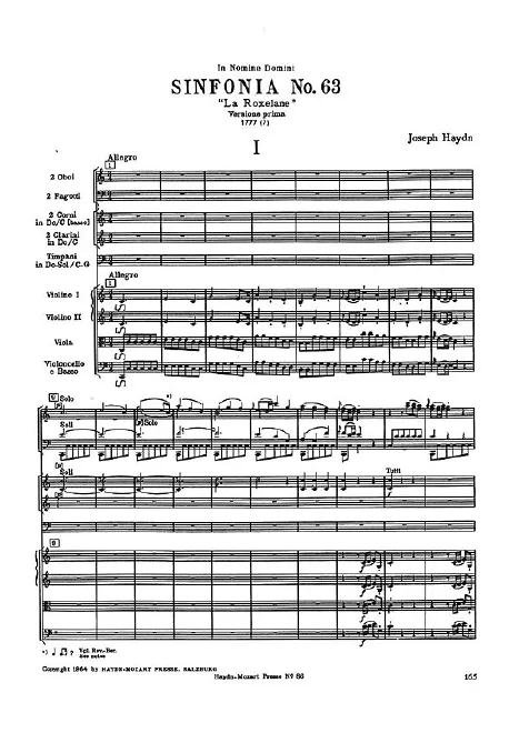 First page of Symphony No.63 in C major