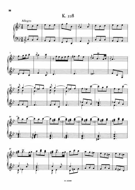 First page of Keyboard Sonata in B-flat major
