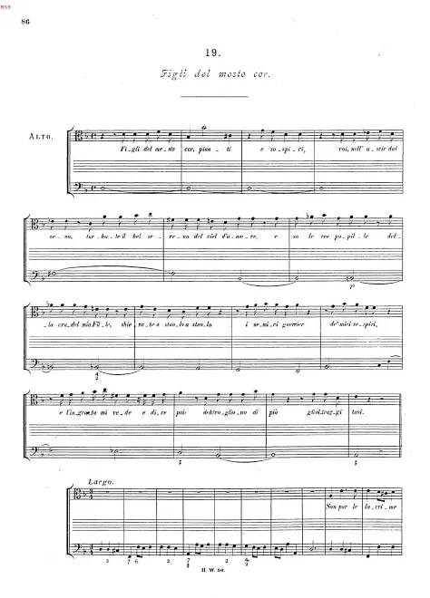 First page of Figli del mesto cor, HWV 112