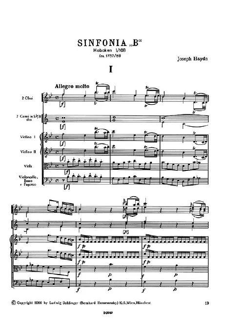 First page of Symphony No.108 in B-flat major