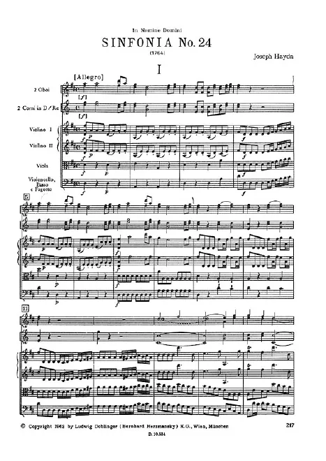 First page of Symphony No.24 in D major