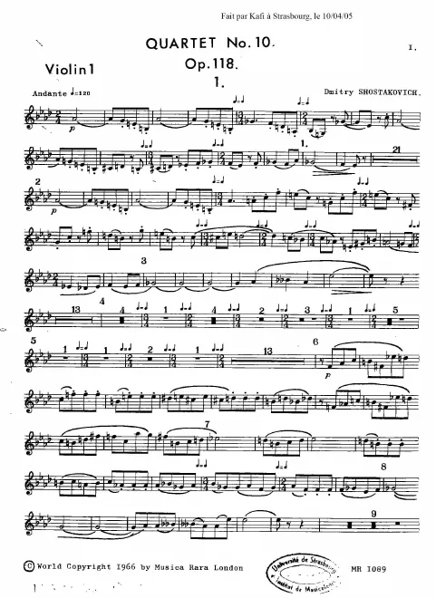 First page of String Quartet No.10