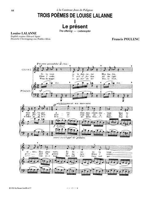 First page of Trois Poèmes de Louise Lalanne