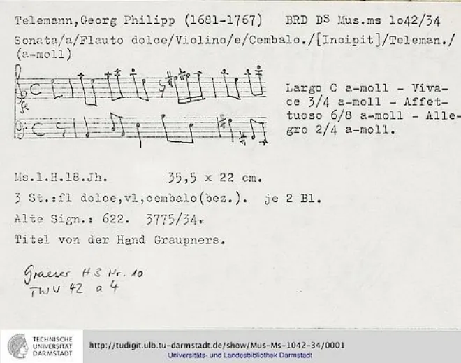 First page of Trio Sonata in A minor