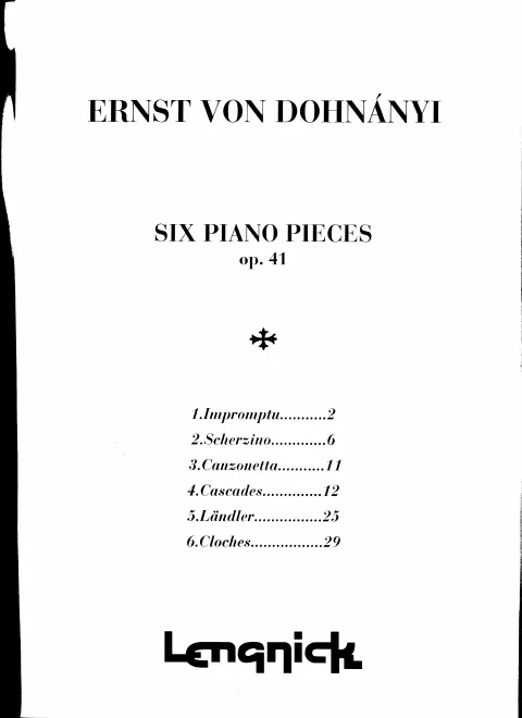 First page of 6 Pieces for Piano