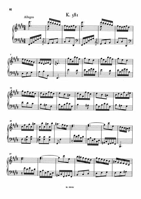 First page of Keyboard Sonata in E major