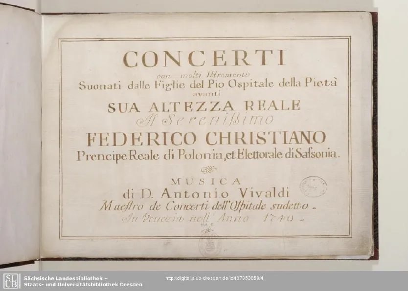 First page of Violin Concerto in A major