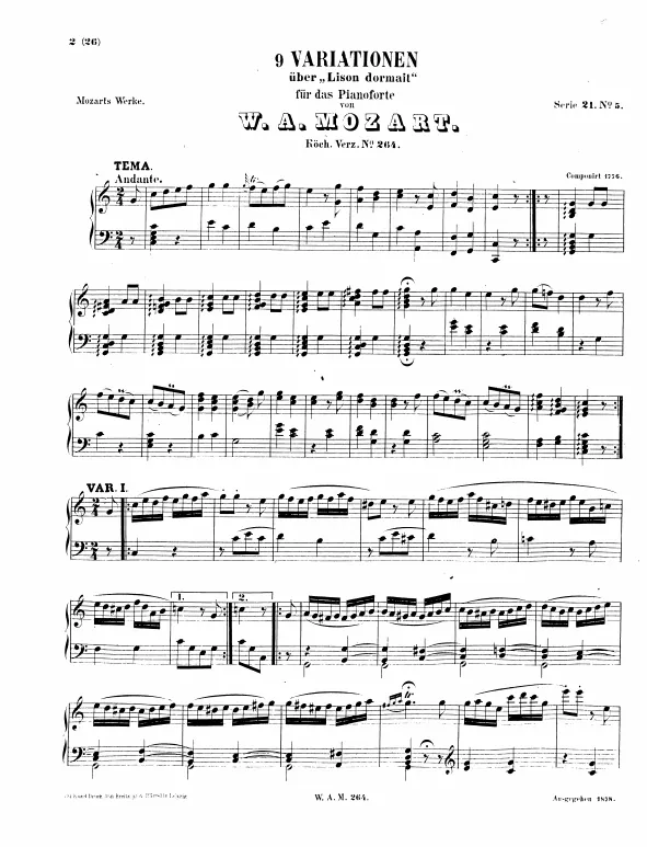 First page of 9 Variations on "Lison dormait"