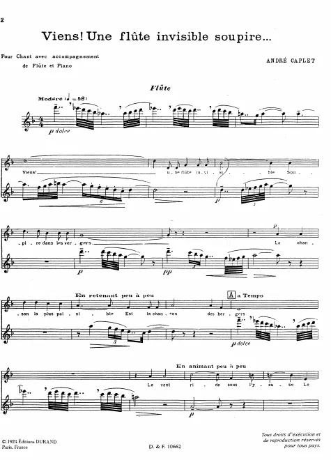 First page of Viens! Une flûte invisible soupire...