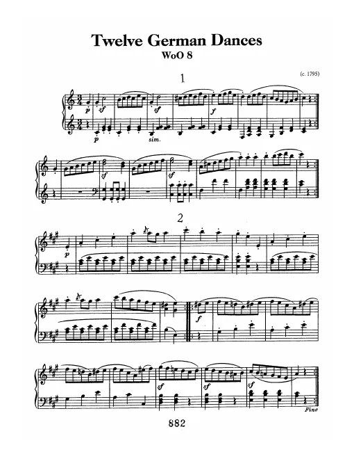 First page of Zwolf deutsche Tänze