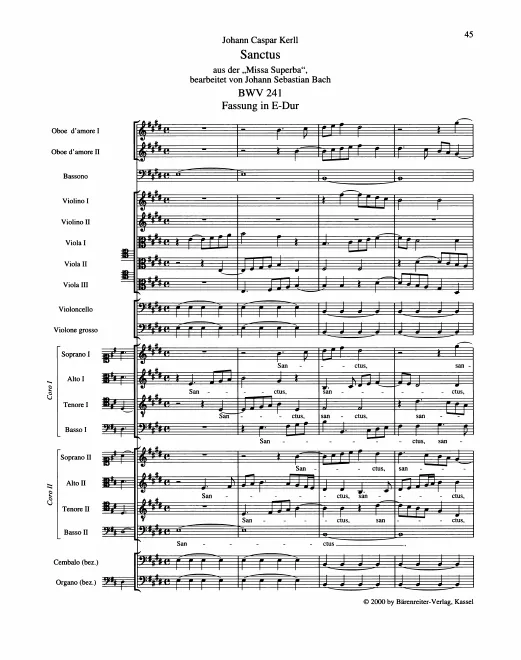 First page of Sanctus in D major