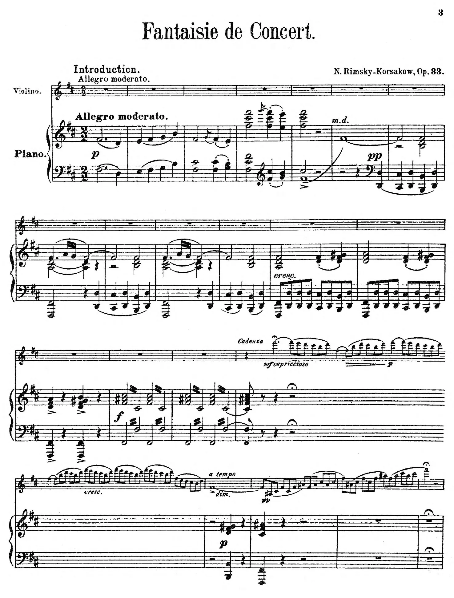 First page of Concert Fantasia on Russian Themes
