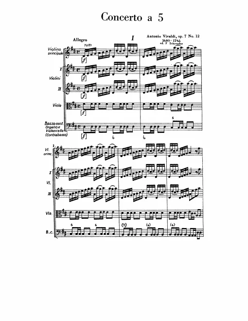 First page of Violin Concerto in D major, RV 214