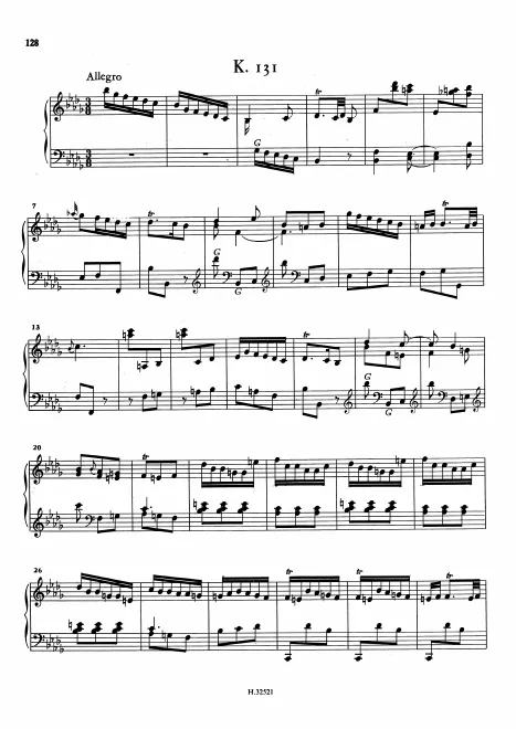 First page of Keyboard Sonata in B-flat minor