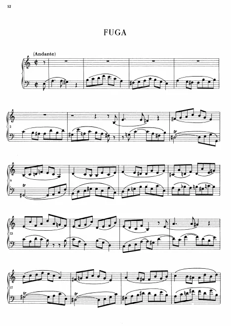 First page of Fugue in A minor