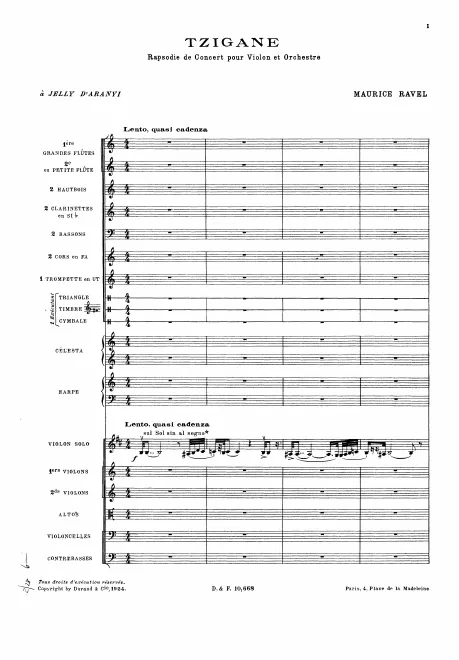 First page of Tzigane