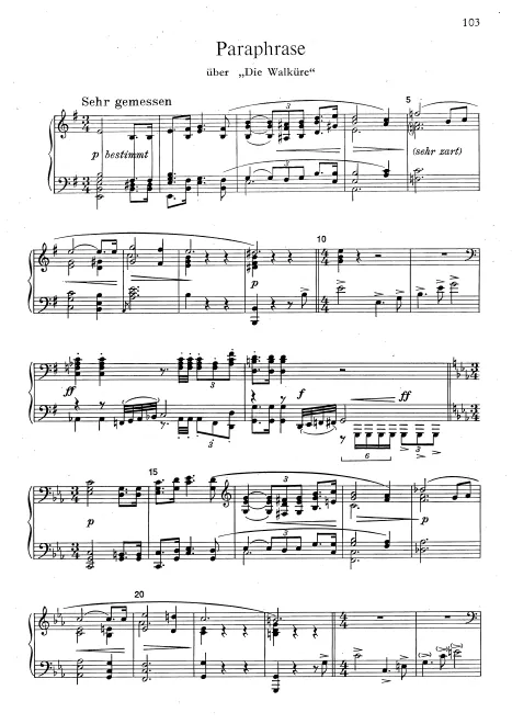 First page of Paraphrase on Wagner's 'Die Walküre'