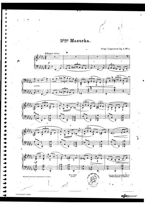 First page of Mazurka No.2, Op.9/2