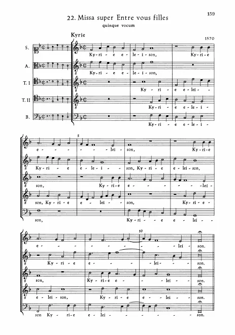 First page of Missa super Entre vous filles