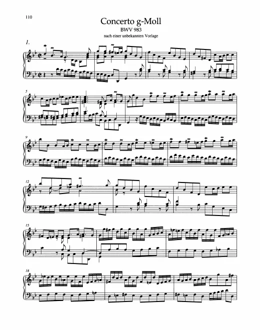 First page of Keyboard Concerto in G minor