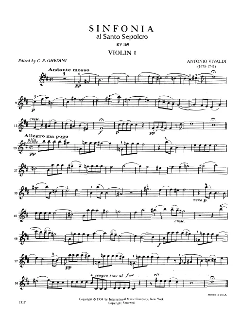 First page of Sinfonia in B minor