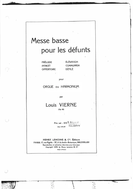 First page of Messe basse pour les défunts