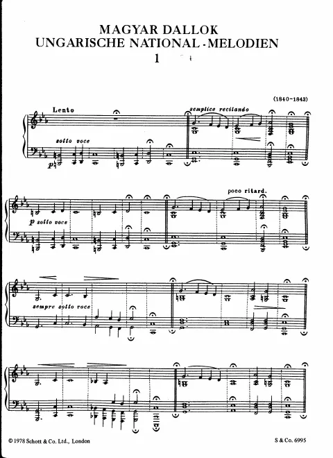 First page of Magyar dalok
