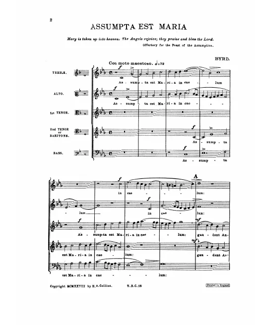 First page of Assumpta est Maria
