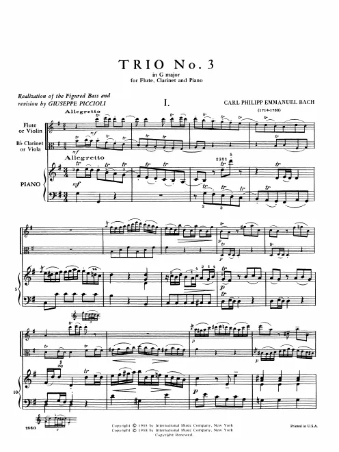 First page of Trio Sonata in G major