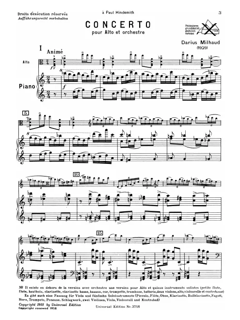 First page of Viola Concerto No.1