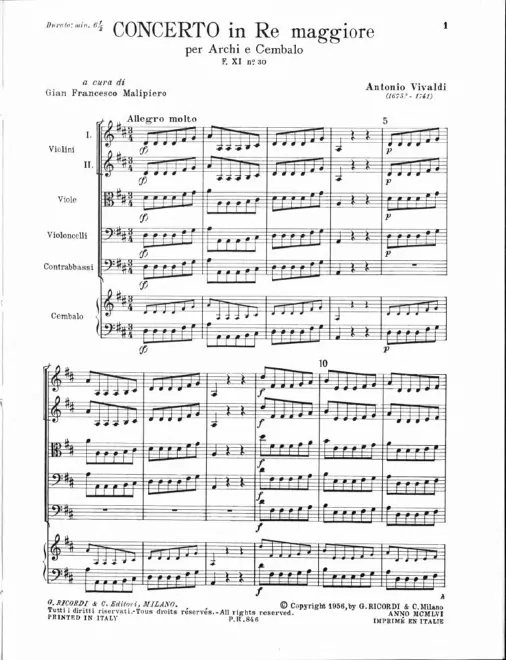 First page of Concerto for Strings in D major