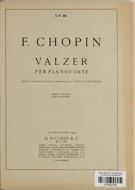 First page of Valzer per pianoforte
